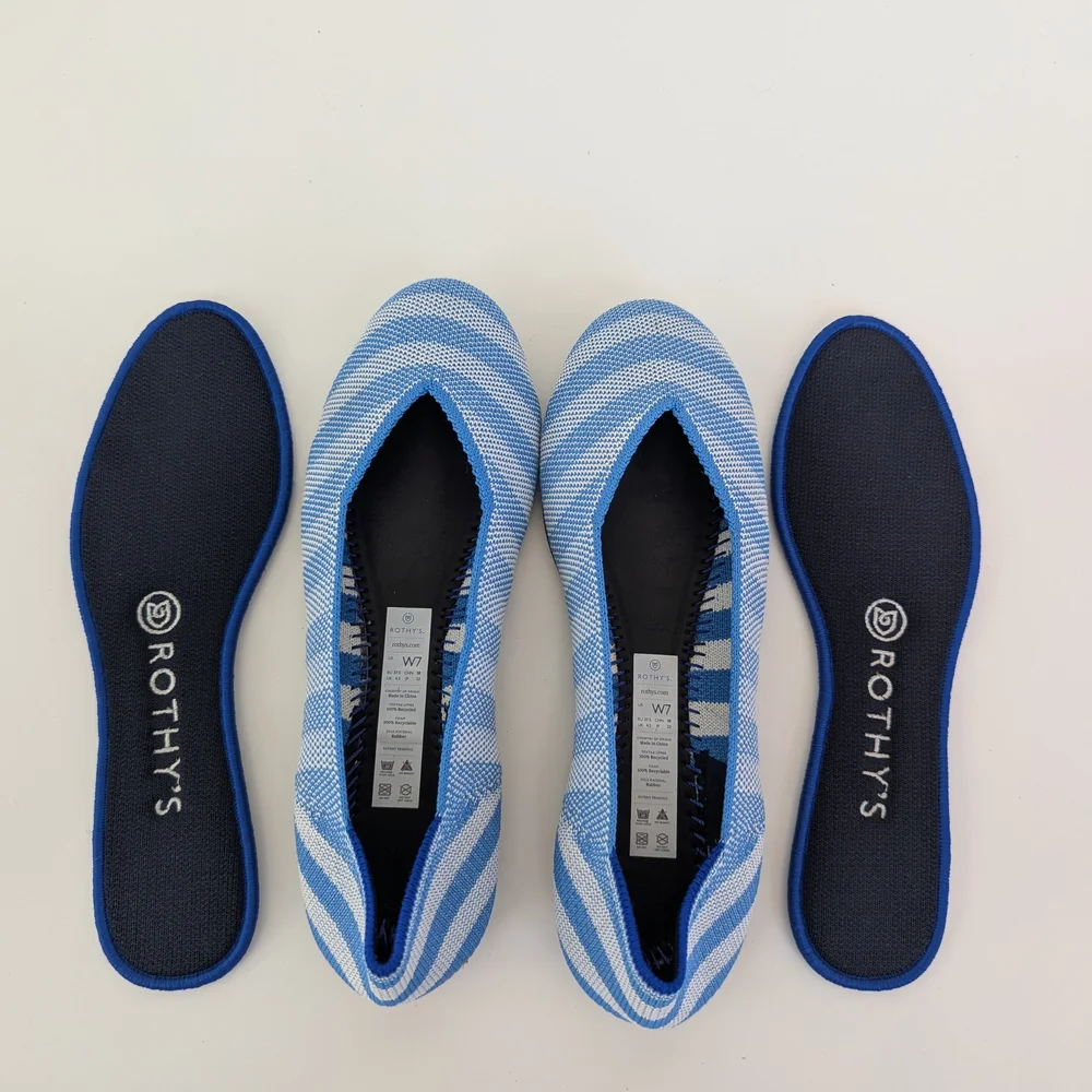 Rothy's Blue Striped Women's Shoes - Picture 8 of 12